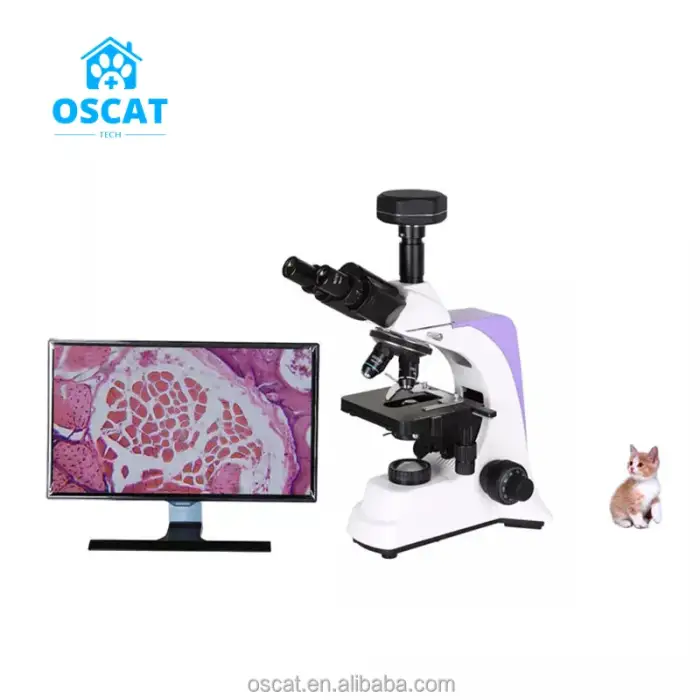 HD Trinocular Biological Digital Optical Microscope with LCD Screen for Veterinary Instrument Use