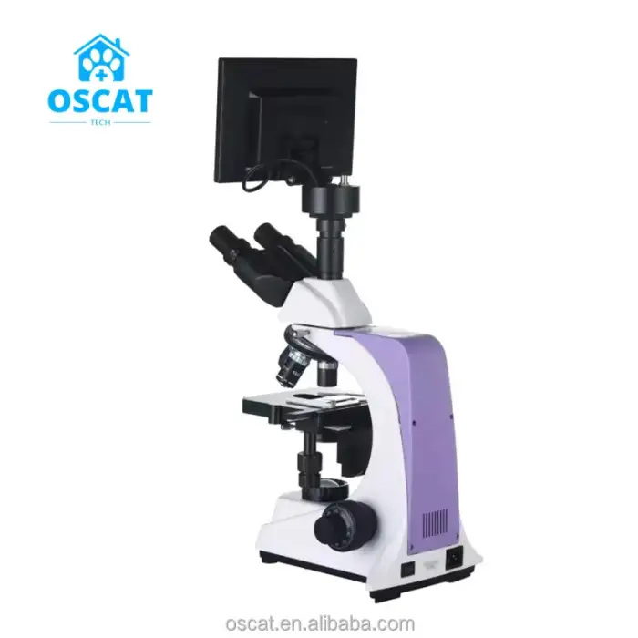 HD Trinocular Biological Digital Optical Microscope with LCD Screen for Veterinary Instrument Use