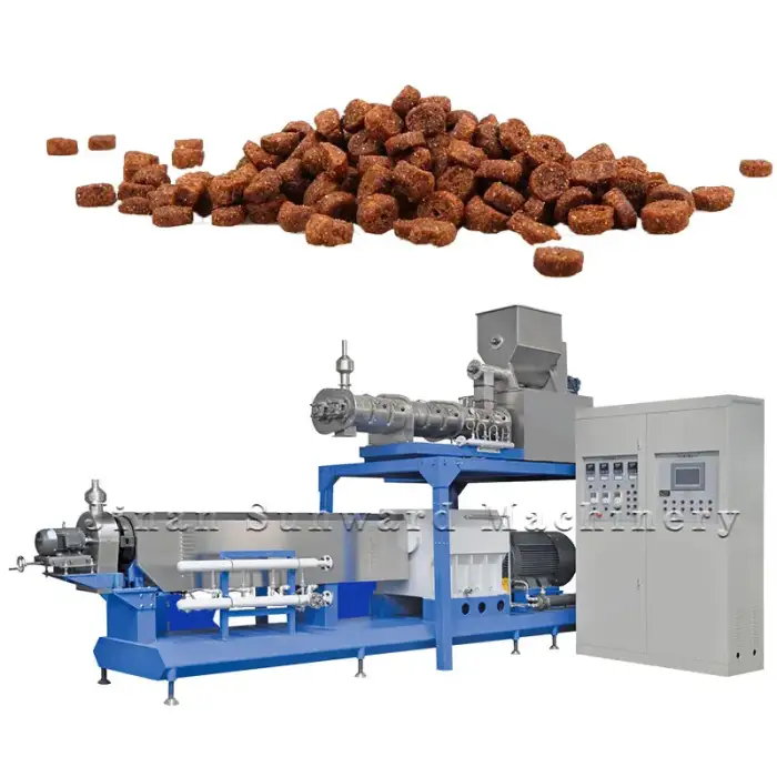 Sunward 500 kg/h Full production line dry kibble pet dog cat food pellet machine manufacturing extruder production line