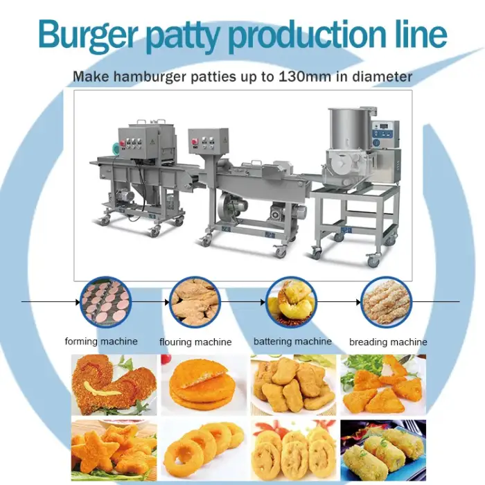 Fully Automatic 130mm hamburger patty forming machine  chicken nugget Minced meat molding production line