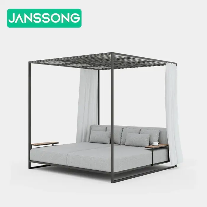 Modern Outdoor Daybed Furniture Hotel Garden Swimming Pool Daybed Aluminum Frame Canopy Sun Bed Lounger Resort Outdoor Daybed