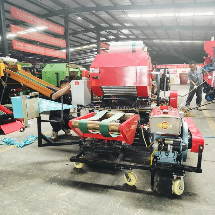 Silage Bale Straw Hay Baler Packing Machine And Wrapper Round Diesel Engine Automatic Super Naiper Grass Silage Baler Machine