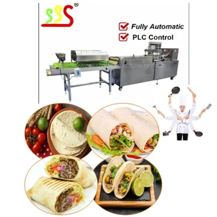 Fully Automatic Tortilla Making Machine Factory Price chapati paratha roti lavash flat bread taco shell making machine