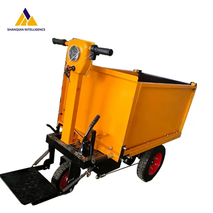 Shanqian High qualityHand Push Three Door Transport Vehicle Wheelbarrow electric Dump Tricycle