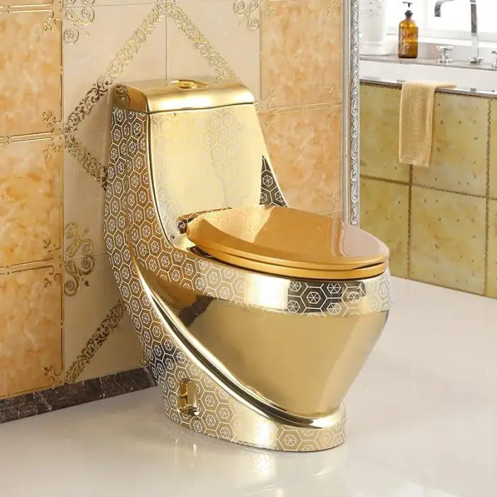 Modern One-Piece Golden Ceramic Toilet