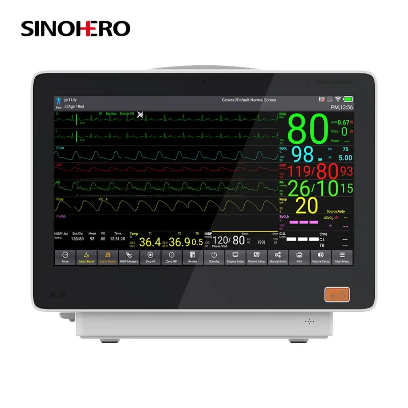 15 Inch Touch Screen Hospital Clinic Vital Signs Monitor M5 Main unit PMS2(with screen and 12 ECG) + 2IBP + ETC02(Side stream only)