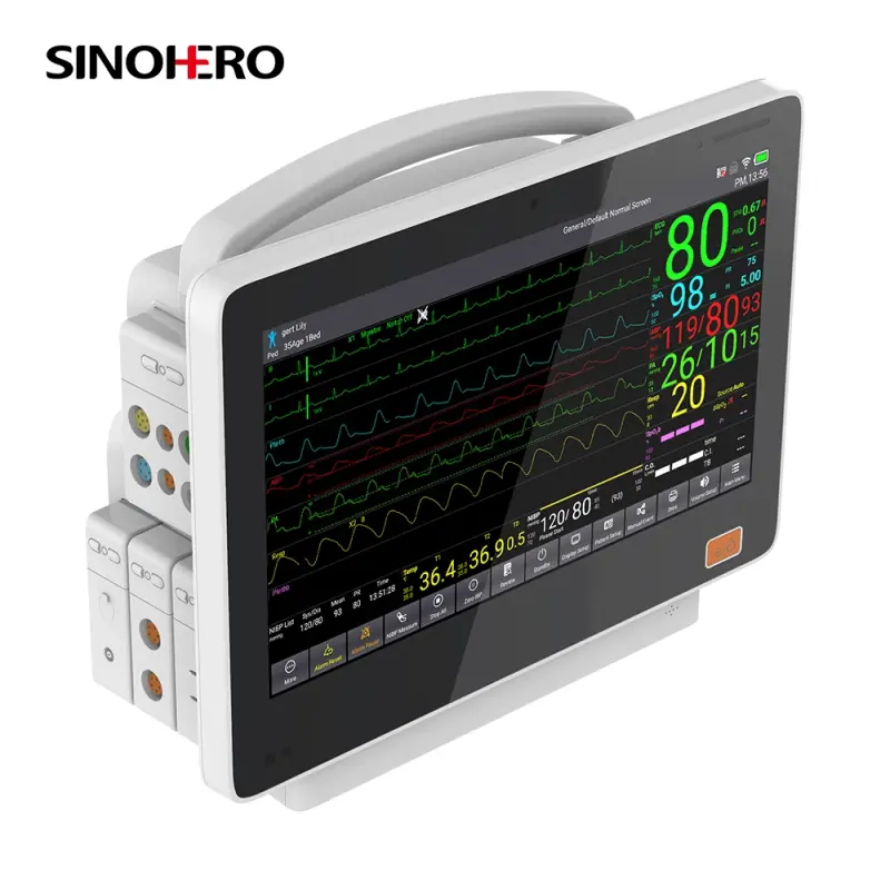 15 Inch Touch Screen Hospital Clinic Vital Signs Monitor M5 Main unit PMS2(with screen and 12 ECG) + 2IBP + ETC02(Side stream only)