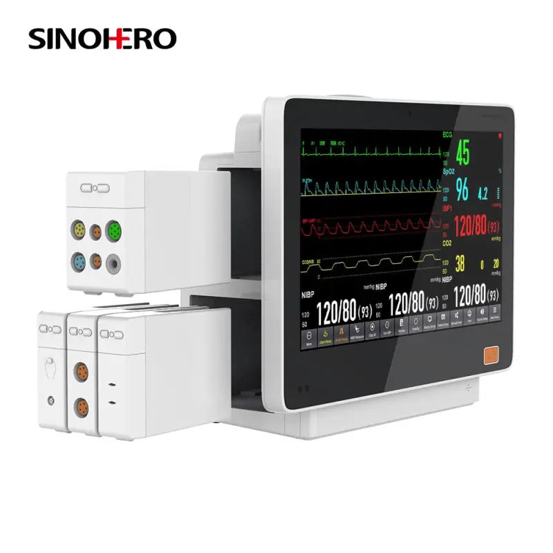 15 Inch Touch Screen Hospital Clinic Vital Signs Monitor M5 Main unit PMS2(with screen and 12 ECG) + 2IBP + ETC02(Side stream only)