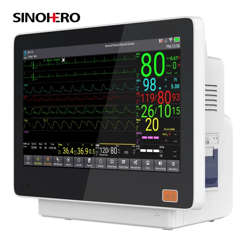 15 Inch Touch Screen Hospital Clinic Vital Signs Monitor M5 Main unit PMS2(with screen and 12 ECG) + 2IBP + ETC02(Side stream only)