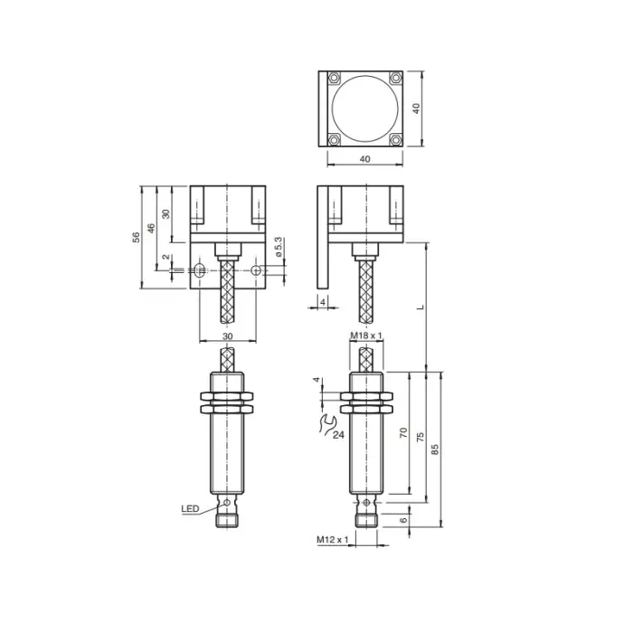 Inductive proximity switch sensor with high temperature resistance of 250 degrees Celsius and 25mm detection distance