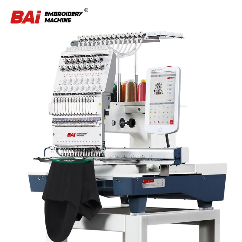 BAI high quality single head 15 needles computerized logo embroidery machine