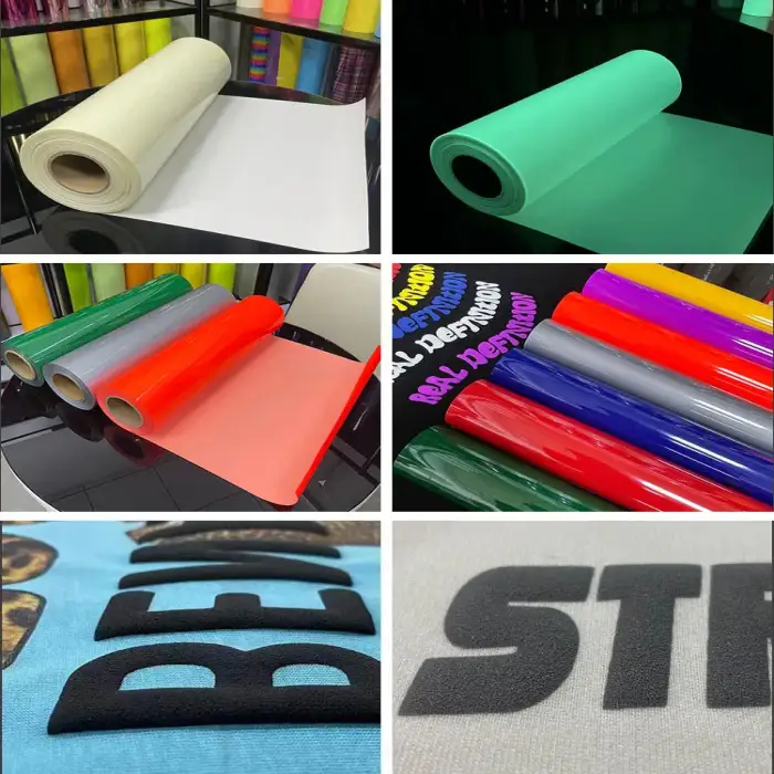 TIFFAN custom 3D stereo effect puff print heat transfer 3D puff vinyl heat transfer for t-shirts Pu Film 30cmx100m,30m