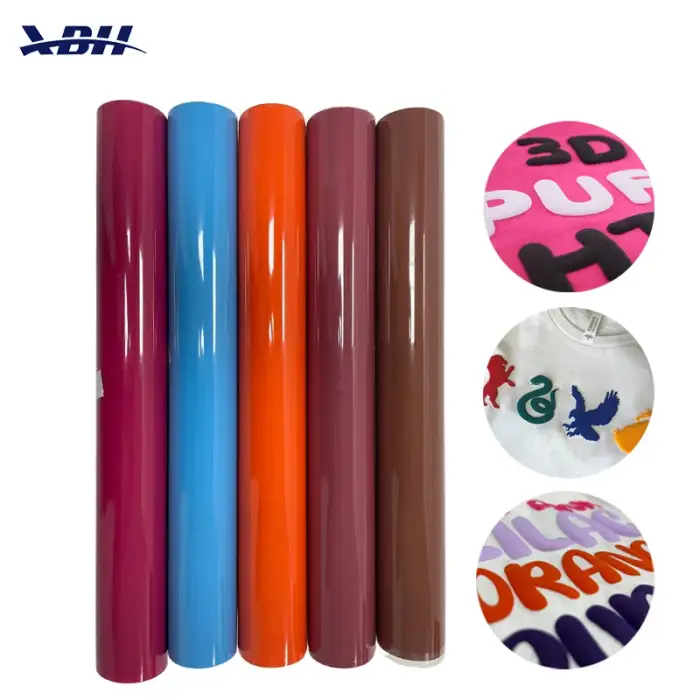 Custom 3D Puff Heat Transfer Vinyl Rolls Easy Peeling HTV Transfer PU Film for Cloth Textile T-shirt Design 0.5m*25m