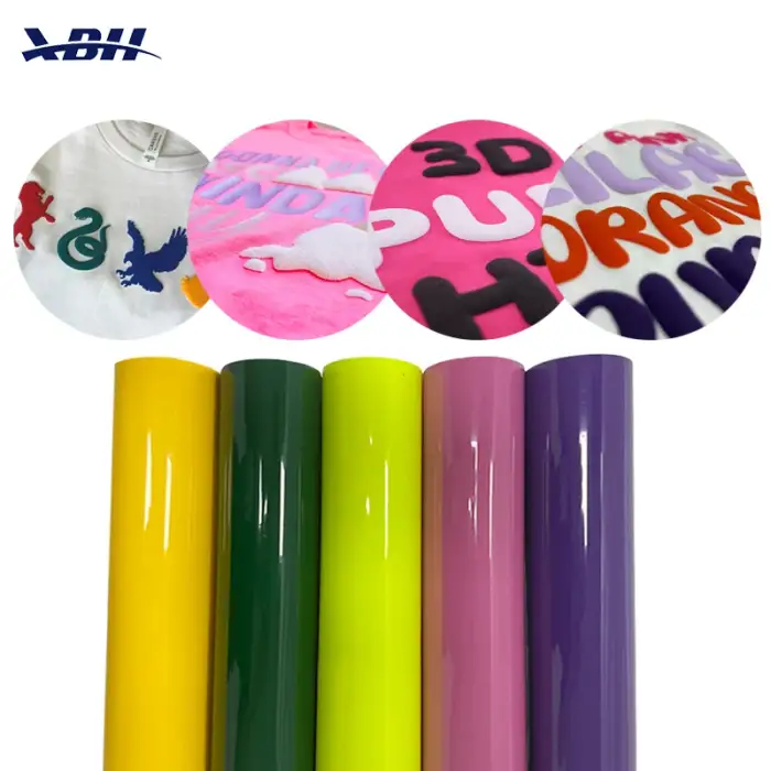 Custom 3D Puff Heat Transfer Vinyl Rolls Easy Peeling HTV Transfer PU Film for Cloth Textile T-shirt Design 0.5m*25m