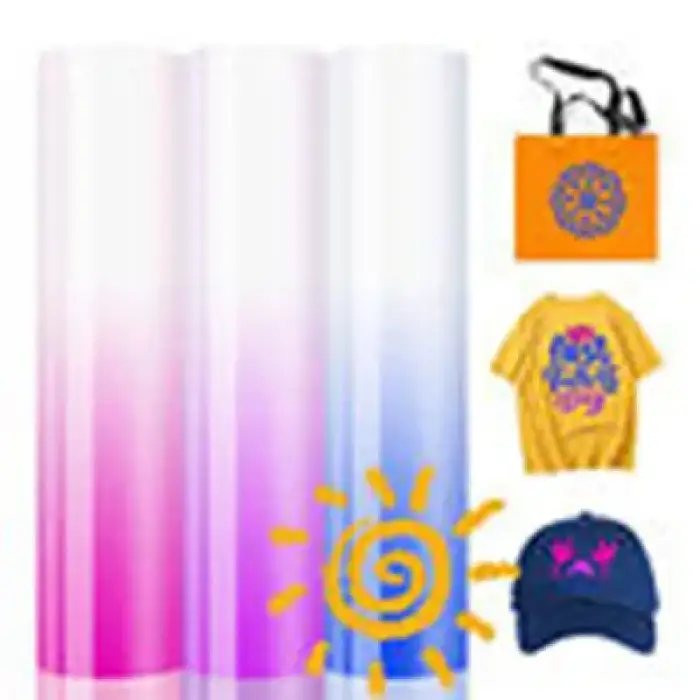 3d Color-changing Heat Transfer Vinyl Roll Uv Pu Htv Vinyl Heat Transfer Film Diy T-shirt Fabric 50cmx25meters Roll