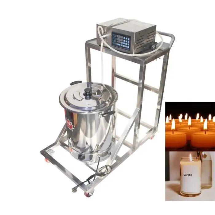 movable wax melting scented candle automatic wax heating mixing pouring filling machine