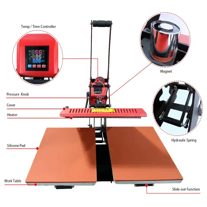 CE 40x50cm Magnetic Double Stations Auto Open Heat Transfer Machine for Clothes /shirt