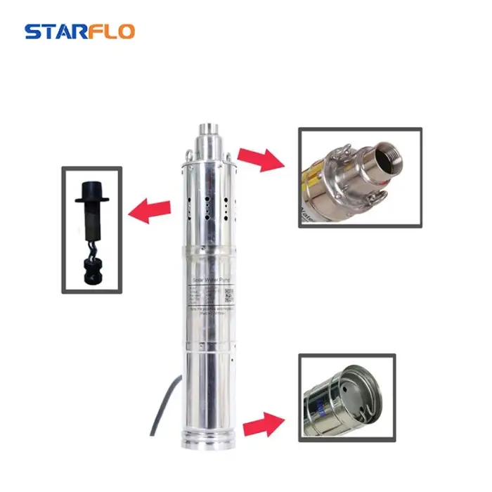 Stainless Steel 24V DC 280W Solar Powered Deep Well Submersible Solar Water Pump