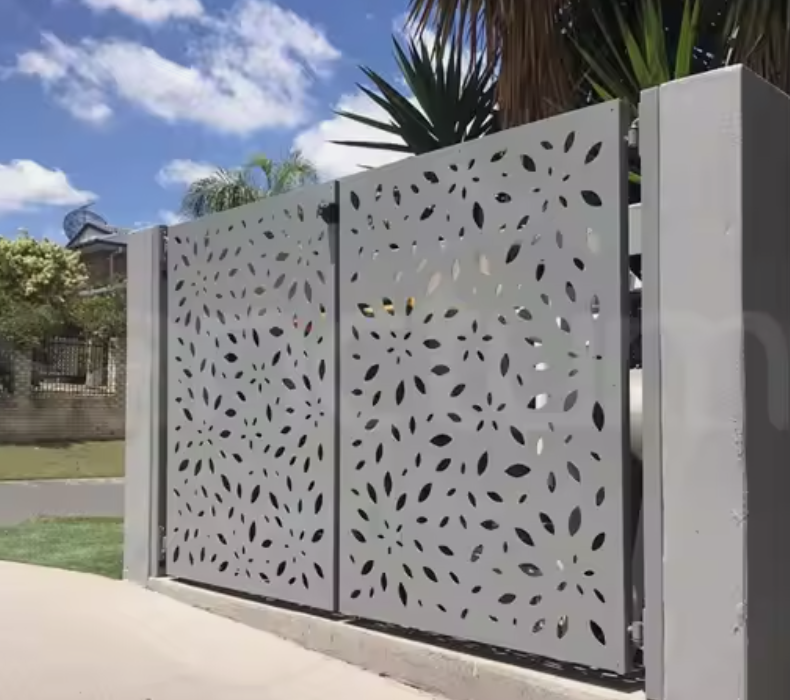 Chinese Manufacturer Decorative Aluminium Laser Cut Gate Metal Gate Perforated Driveway Gate Designs For House Decoration