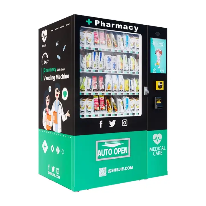 Touch Screen Pharmacy Drug Vending Machine – Combo Vending Machine for Snacks, Cool Drinks, and Coffee