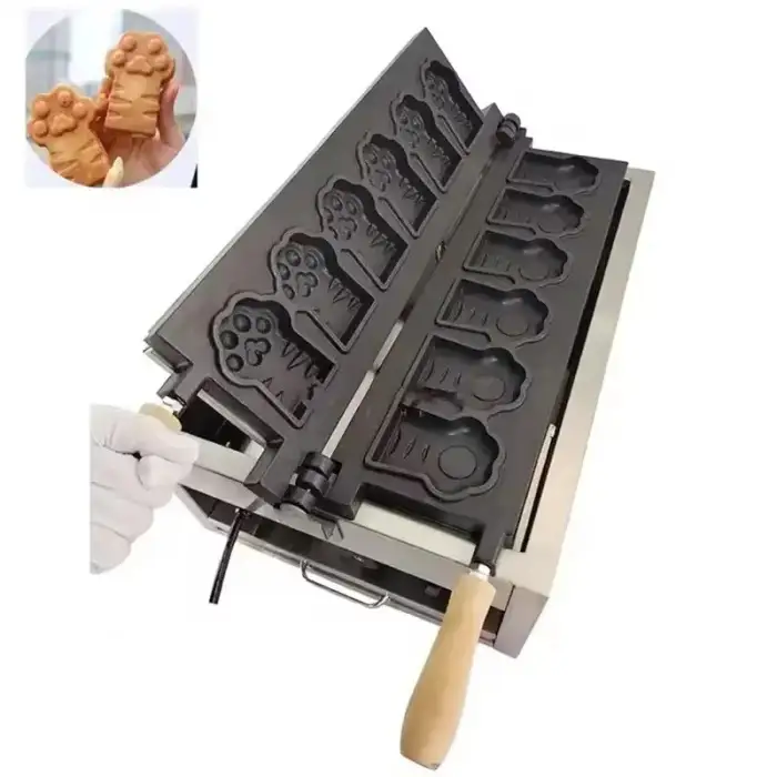 Commercial Ice Cream Taiyaki Machine with Cat Paw Shape Electric Taiyaki Machine Cat Paw Waffle Maker Machine