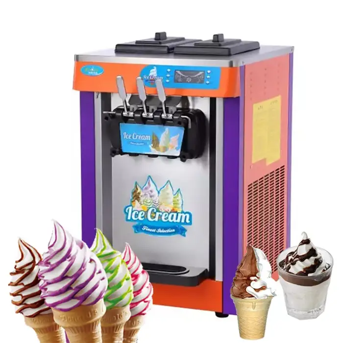 Stainless Steel 3-Flavors Commercial Soft Ice Cream Machine Model: XX-Z966