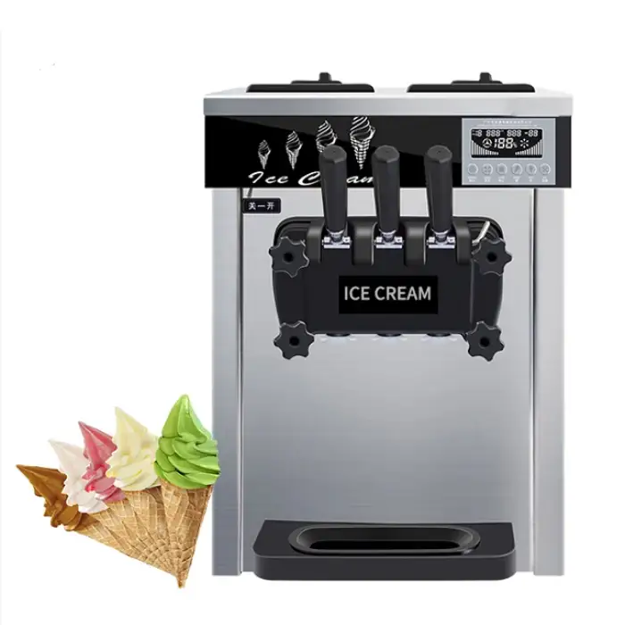 Stainless Steel 3-Flavors Commercial Soft Ice Cream Machine