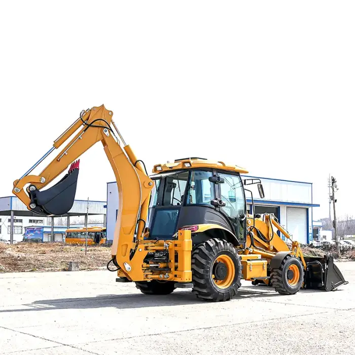 Backhoe Loader With 6 In 1 Bucket Enables Multifunctional Operation Digging And Dozing