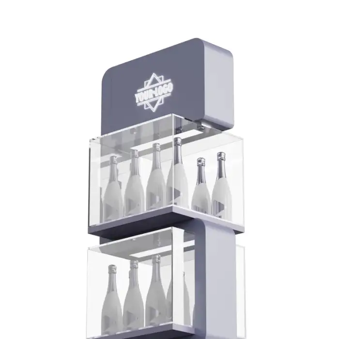 Acrylic custom supermarket large size wine display stand multi-layers good quality metal wine rack