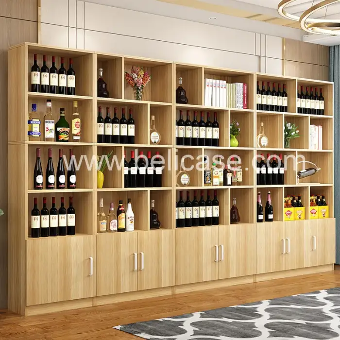 Customized Wine Display Rack Wine Display Shelf Wooden Wine Cabinet