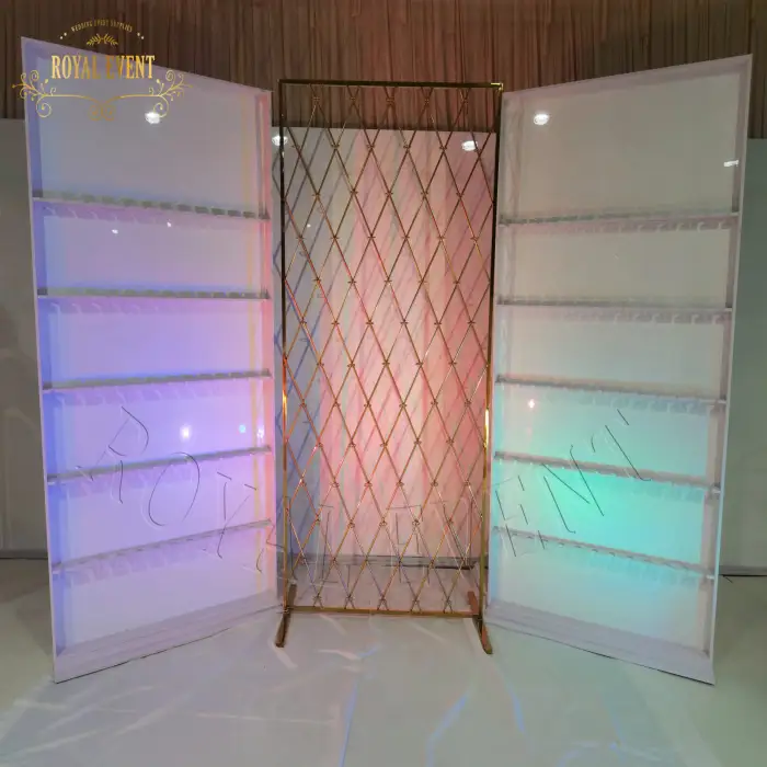 High quality wine glass display rack Wedding Event Backdrop Champagne holder wall bar wine shelf for wedding events