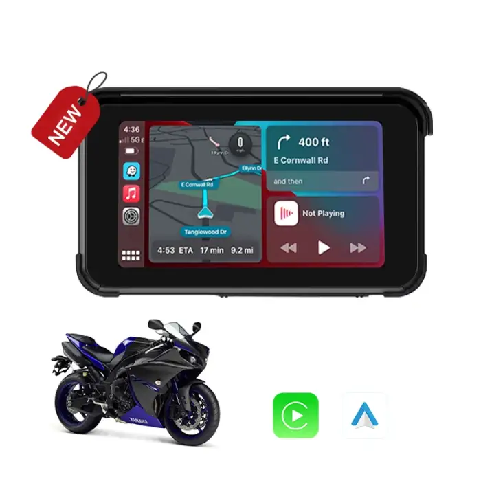 Gps Motorcycle Bike Tracking Devices Tracker 5" Screen Carplay Android Auto Real Time Tracking Vehicle Tracking System Navigator