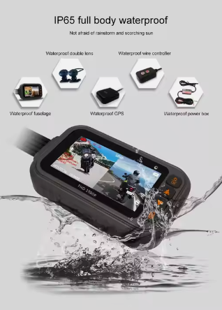 Motorcycle Video Recorder GPS Tracker Dual-Lens Dash Cam with GPS and Night Vision