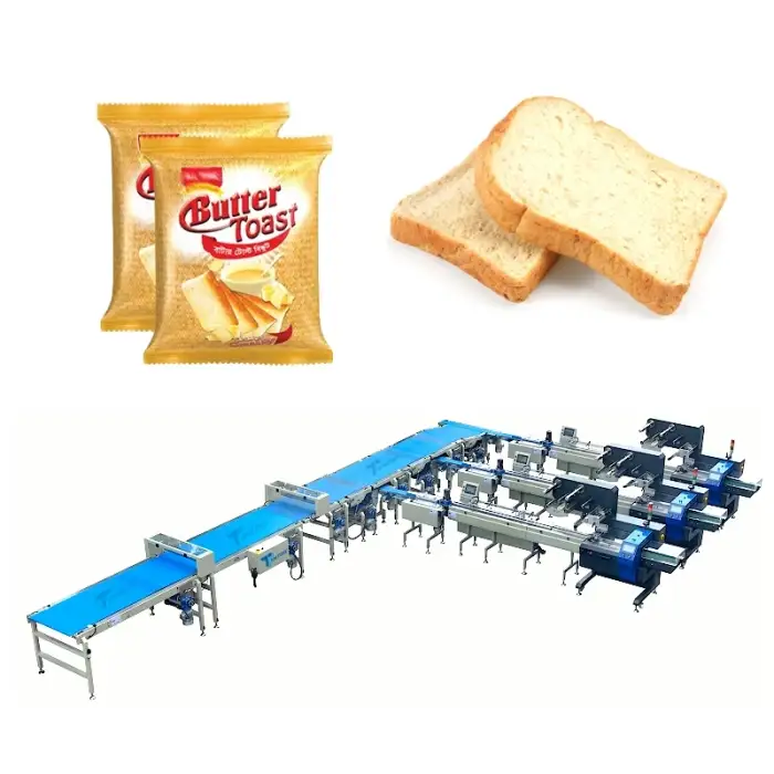 High-Speed Automatic Packing Machine Line: Flat Burger, Pita, Toast, Croissant, Bread Roll