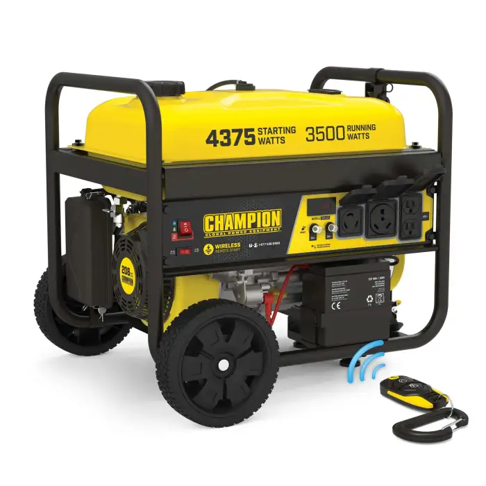 Champion 3kW Mini Gasoline Portable Generator - Remote Start, Fuel-Saving, Open Type for Home Use