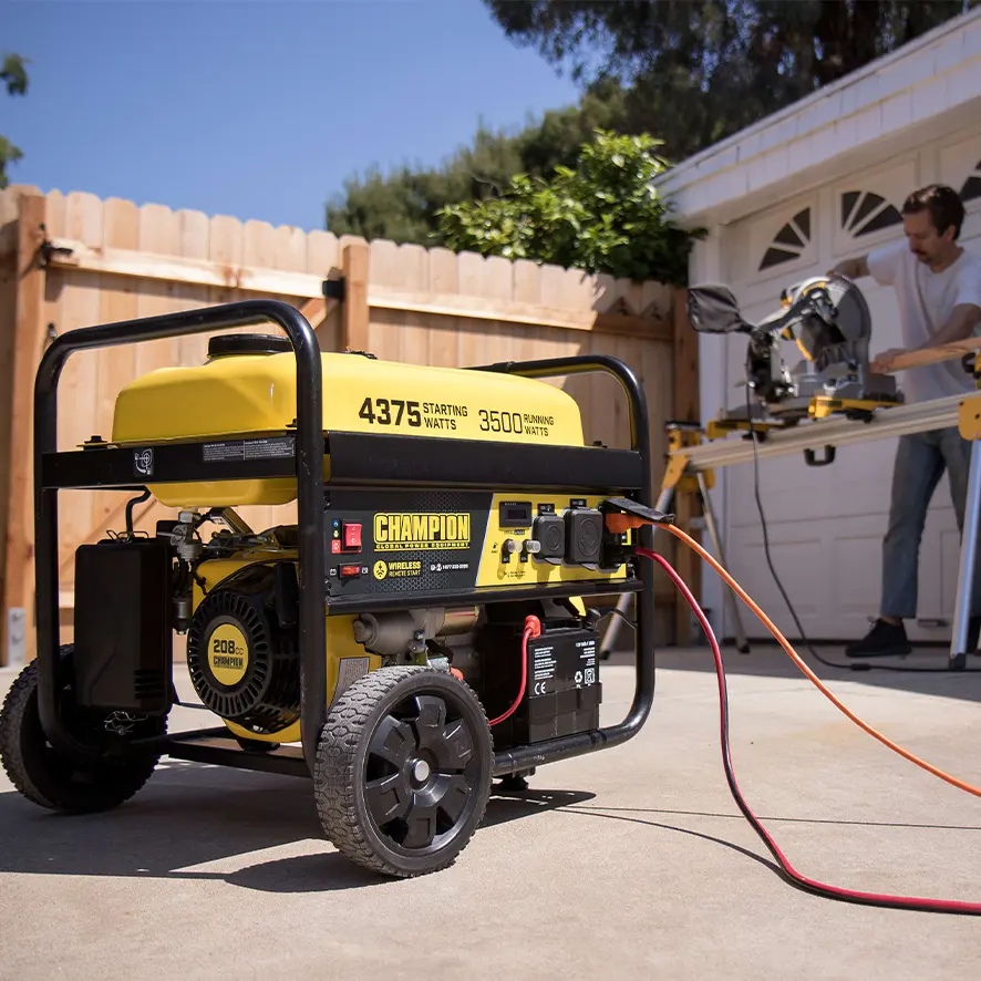 Champion 3kW Mini Gasoline Portable Generator - Remote Start, Fuel-Saving, Open Type for Home Use