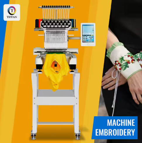 Single head 12 needles cnc embroidery machine