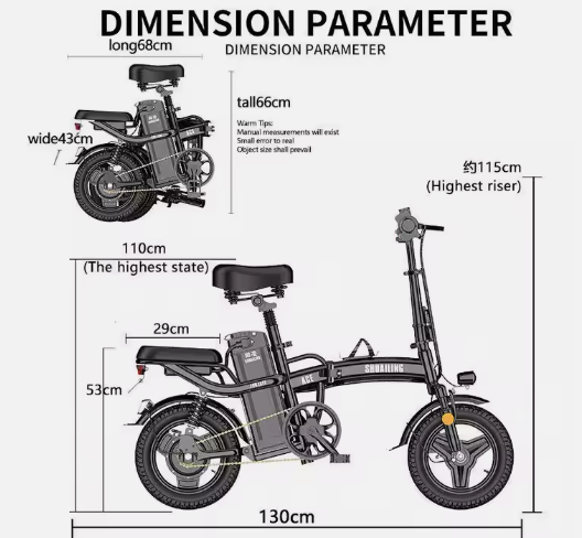 Foldable electric bicycle 48v 10ah