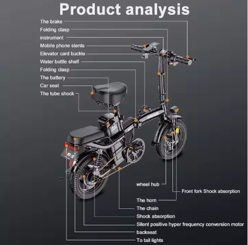 Foldable electric bicycle 48v 10ah