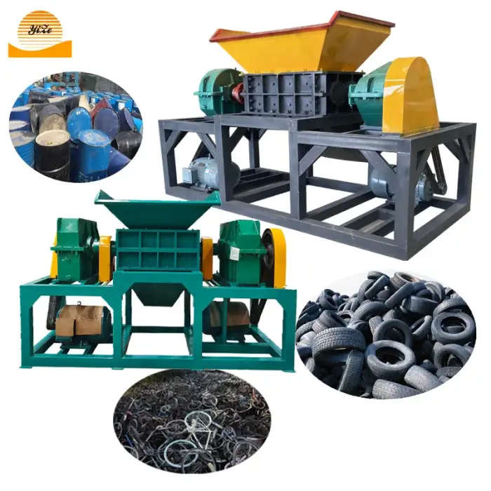 Double Shaft Used Car Motorcycle Tyre Rubber Crushing Machines Waste Tires Metal Scrap Bicycle Plastic Recycle Shredder Machine