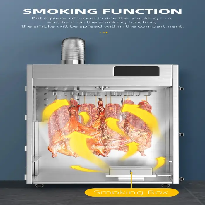 Smoke Function Biltong Jerky Drying Machine Rotary Large Capacity Sausages Food Dehydrator Machine