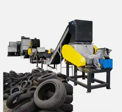 Scrap tyre recycling plant tire rubber granules crusher machine automatic tire recycling line