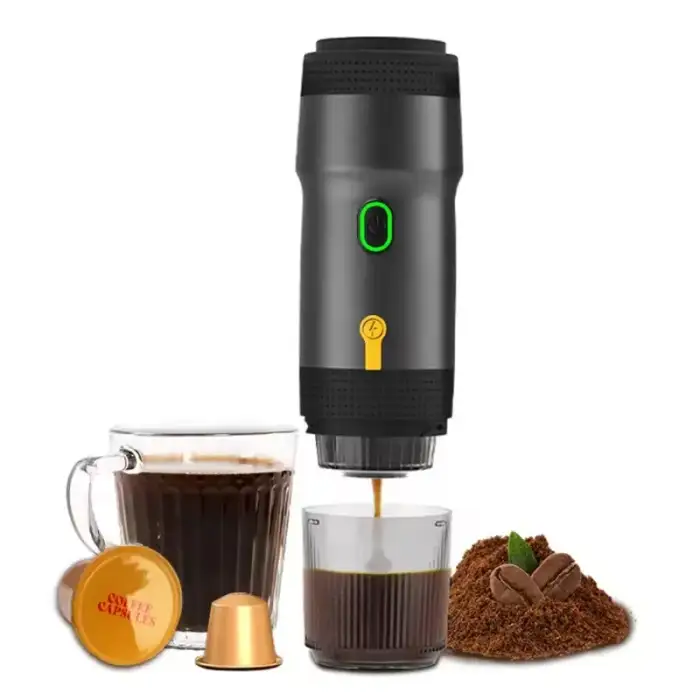 Portable 15Bar Espresso Coffee Maker – Self-Heating Mini Hand Pressure Single Cup Capsule Machine for Outdoor Use