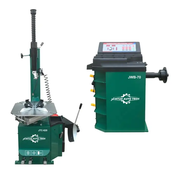 Auto repair shop tire changer and balancer combo