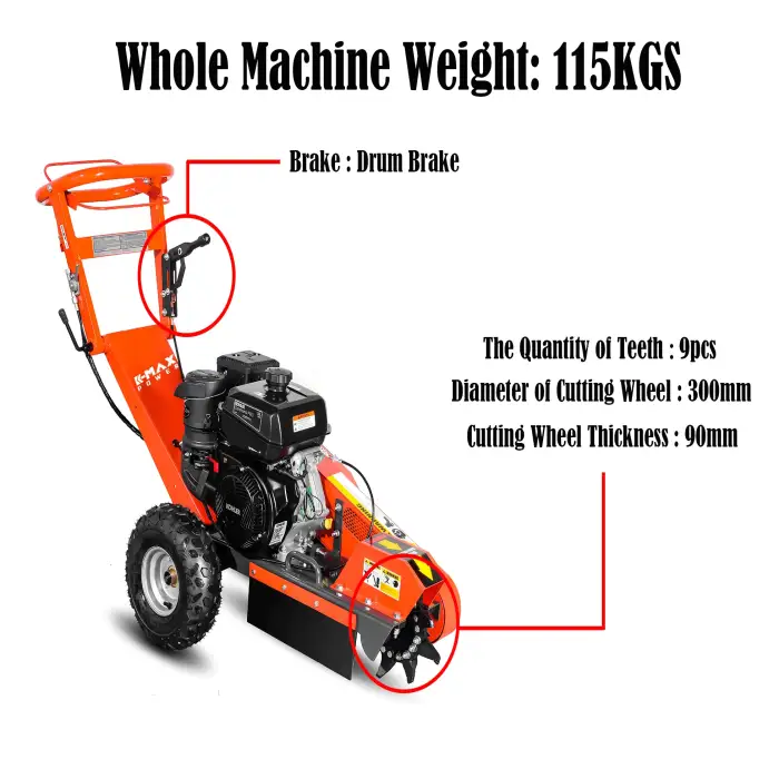 15HP Gasoline Engine Highly Productive Mini Skid Steer Tree Stump Grinder Machine