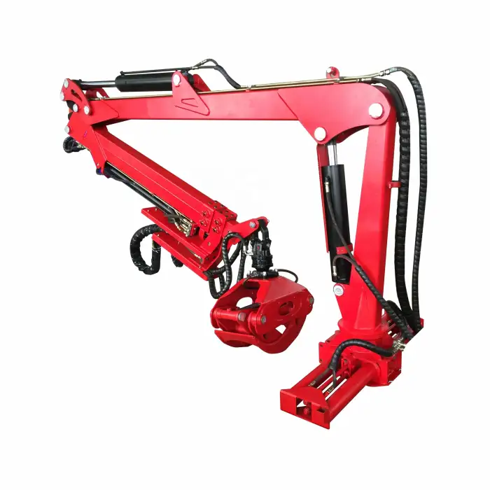 Tractor mounted log crane with grapple