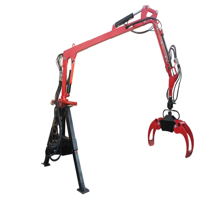 Tractor mounted log crane with grapple