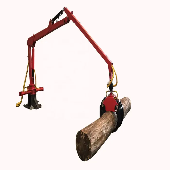 Tractor mounted log crane with grapple