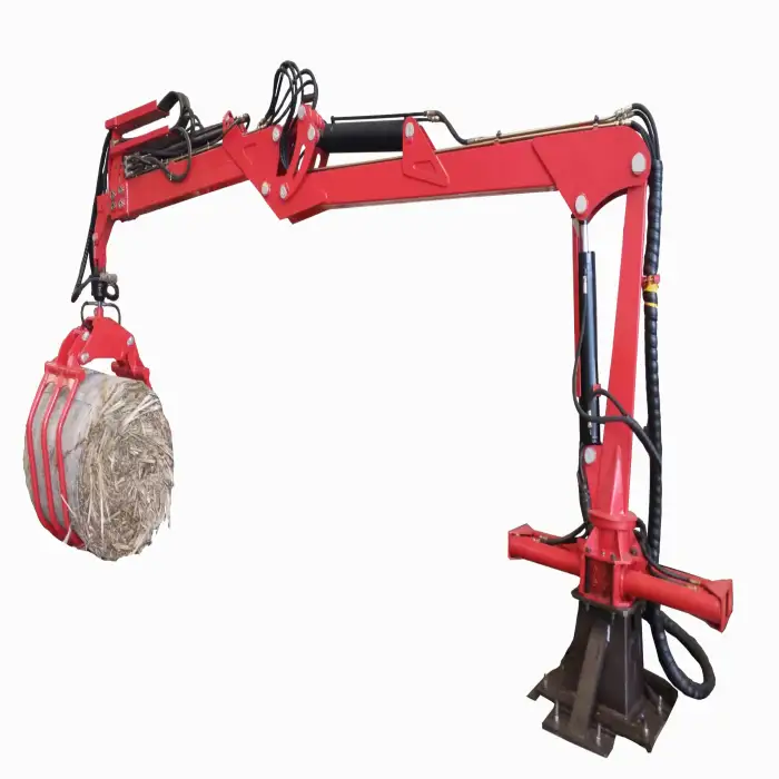 Tractor mounted log crane with grapple