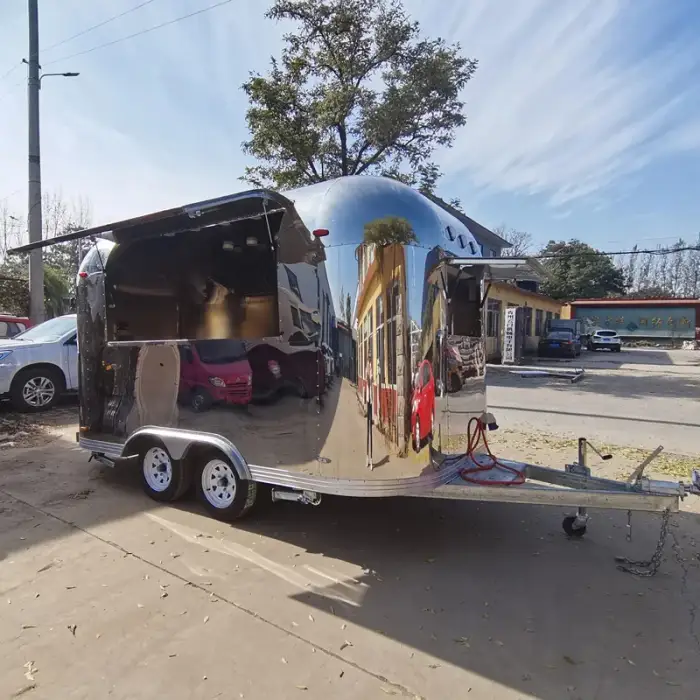 Mobile Kitchen Food Van - Fast Food Trailer with Solar Fridge &amp; Ice Cream Push Cart